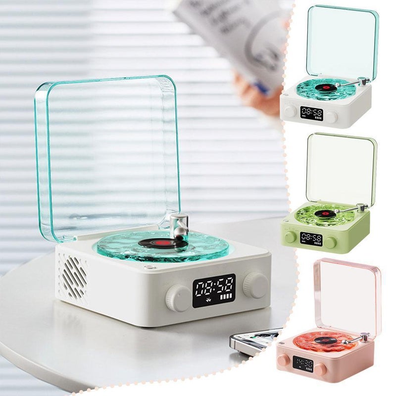 Waves Vinyl Bluetooth Speaker,Vintage Record Model Players with Adjustable Ambient Lights,Rechargeable Music Player with 4 Modes,Small Record Player for Bedroom Office,Christmas Birthday Gifts - Image 2